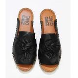 Bueno Shoes 01WN1632 Siyah Deri Kadın Espadril Terlik