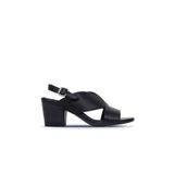 Bueno Shoes 01WN2603 Siyah Deri Kadın Topuklu Sandalet