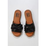 Bueno Shoes 01WN3000 Siyah Parlak Deri Kadın Düz Terlik