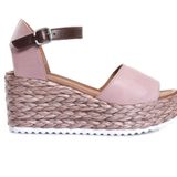 Bueno Shoes 01WN3601 Gül Kurusu Kadın Deri Dolgu Topuklu Sandalet