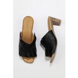 Bueno Shoes 01WN4001 Siyah Deri Topuklu Kadın Terlik