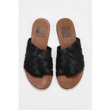 Bueno Shoes 01wq0501 Siyah Deri Kadın Parmak Arası Terlik