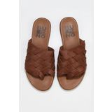 Bueno Shoes 01wq0501 Taba Deri Kadın Parmak Arası Terlik