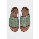 Bueno Shoes 01wq0506 Yeşil Deri Kadın Düz Sandalet
