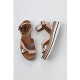 Bueno Shoes 01WQ1607 Gül Kurusu Deri Kadın Dolgu Topuklu Sandalet