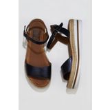 Bueno Shoes 01WQ1612 Lacivert Parlak Deri Kadın Dolgu Topuklu Sandalet