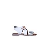 Bueno Shoes 01WQ2000 Gümüş Beyaz Deri Kadın Düz Sandalet
