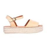 Bueno Shoes 01WQ3515 Bej Deri Kadın Dolgu Topuklu Sandalet