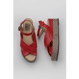 Bueno Shoes 01WQ5901 Kırmızı Deri Kadın Dolgu Topuklu Espadril Sandalet
