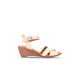 Bueno Shoes 01WQ6606 Bej Deri Kadın Dolgu Topuklu Sandalet