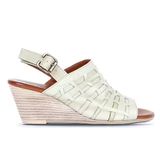 Bueno Shoes 01WQ7907 Haki Deri Kadın Dolgu Topuklu Sandalet