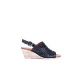 Bueno Shoes 01wq7907 Siyah Khv Bej Deri Kadın Dolgu Topuklu Sandalet