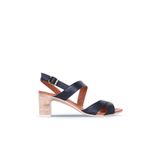 Bueno Shoes 01wq8503 Siyah Khv Bej Deri Kadın Topuklu Sandalet
