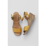 Bueno Shoes 01WS10304 Sarı Deri Kadın Dolgu Topuklu Espadril Sandalet