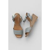 Bueno Shoes 01WS10304 Turkuaz Deri Dolgu Topuklu Kadın Espadril Sandalet