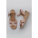 Bueno Shoes 01WS10307 Pudra Deri Kadın Dolgu Topuklu Espadril Sandalet