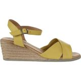 Bueno Shoes 01WS11100 Sarı Deri Kadın Dolgu Topuklu Espadril Sandalet
