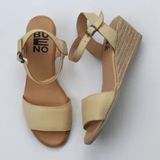 Bueno Shoes 01WS11101 Sarı Deri Kadın Dolgu Topuklu Espadril Sandalet