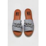 Bueno Shoes 01WS1821 Mavi Deri Kadın Espadril Terlik