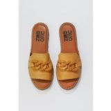 Bueno Shoes 01WS1821 Sarı Deri Kadın Espadril Terlik