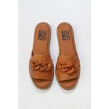 Bueno Shoes 01WS1821 Taba Deri Kadın Espadril Terlik