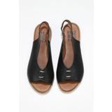 Bueno Shoes 01WS2512 Siyah Deri Kadın Düz Sandalet