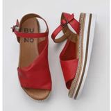 Bueno Shoes 01WS4203 Kırmızı Deri Dolgu Topuklu Kadın Sandalet