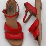 Bueno Shoes 01WS6010 Kırmızı Deri Kadın Düz Sandalet