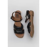 Bueno Shoes 01ws6010 Siyah Khv Bej Deri Kadın Düz Sandalet