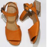 Bueno Shoes 01WS7504 Turuncu Deri Kadın Topuklu Sandalet