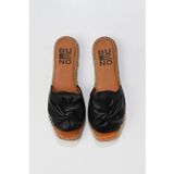 Bueno Shoes 01WS9900 Siyah Deri Kadın Espadril Terlik