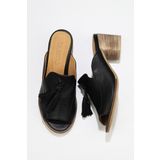 Bueno Shoes 01WU10800 Siyah Deri Kadın Sandalet