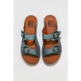 Bueno Shoes 01WU2518 Mavi Deri Kadın Düz Terlik