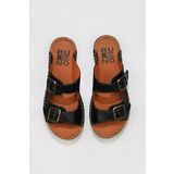 Bueno Shoes 01WU2518 Siyah Deri Kadın Düz Terlik