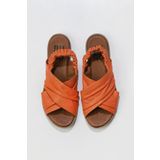 Bueno Shoes 01WU3005 Turuncu Deri Düz Kadın Sandalet