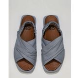 Bueno Shoes 01WU3309 Mavi Deri Kadın Düz Sandalet