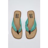 Bueno Shoes 01WU3400 Yeşil Deri Kadın Parmak Arası Terlik