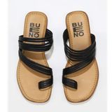Bueno Shoes 01WU3418 Siyah Deri Kadın Parmak Arası Terlik
