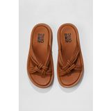 Bueno Shoes 01WU4602 Taba Deri Kadın Dolgu Topuklu Terlik