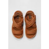 Bueno Shoes 01WU4619 Taba Deri Kadın Dolgu Topuklu Sandalet