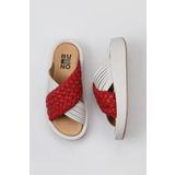 Bueno Shoes 01WU4624 Kırmızı Beyaz Deri Kadın Dolgu Topuklu Terlik