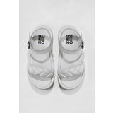 Bueno Shoes 01WU4641 Beyaz Deri Kadın Dolgu Topuklu Sandalet