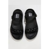 Bueno Shoes 01wu4641 Siyah Deri Dolgu Topuklu Kadın Sandalet