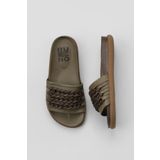 Bueno Shoes 01WU4708 Haki Deri Kadın Düz Terlik