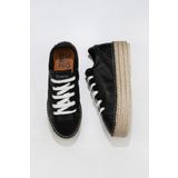 Bueno Shoes 01WU5601 Siyah Flotter Deri Kadın Dolgu Topuklu Espadril Ayakkabı