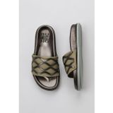 Bueno Shoes 01WU5828 Haki Multi Deri Kadın Düz Terlik