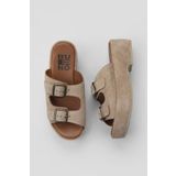 Bueno Shoes 01WU6013 Taba Açık Süet Kadın Dolgu Topuklu Terlik