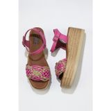 Bueno Shoes 01WU6109 Fuşya Deri Kadın Dolgu Topuklu Sandalet