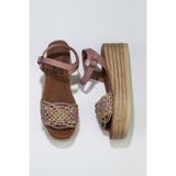 Bueno Shoes 01WU6109 Pudra Deri Kadın Dolgu Topuklu Sandalet