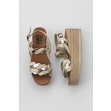 Bueno Shoes 01WU6119 Sarı Parlak Deri Kadın Dolgu Topuklu Espadril Sandalet